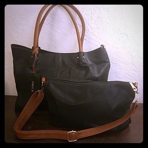 New Directions 3-for-1 Tote, Shoulder Bag & Clutch